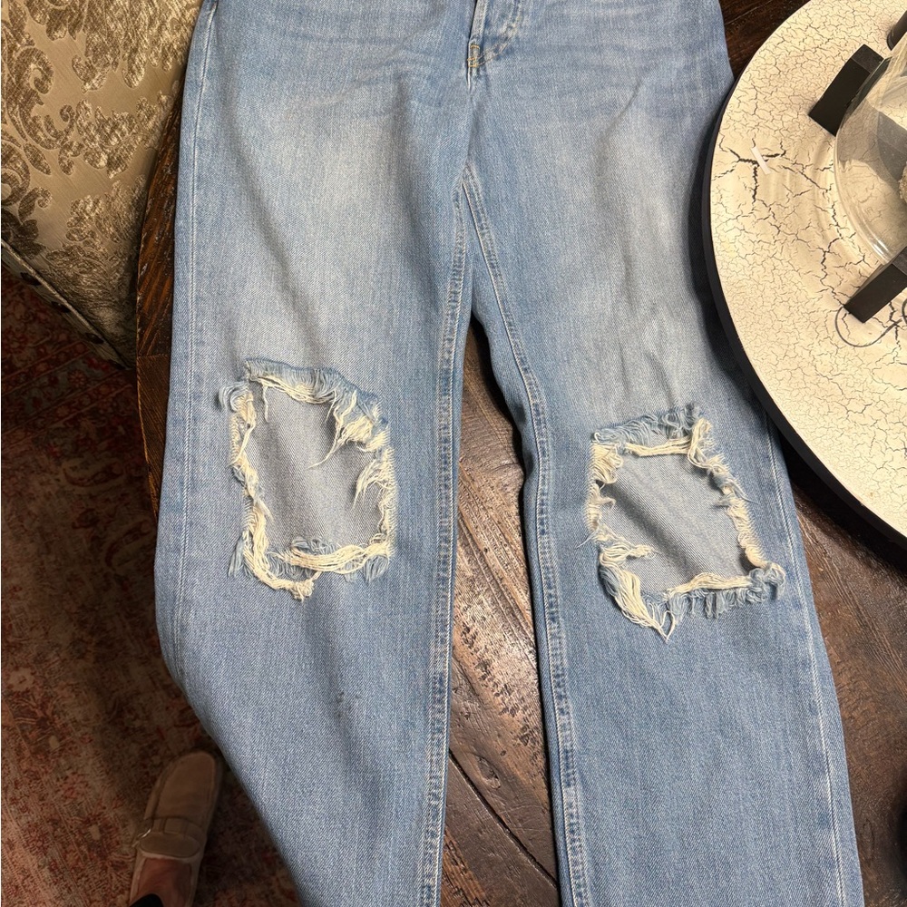 Distressed Blue Jeans